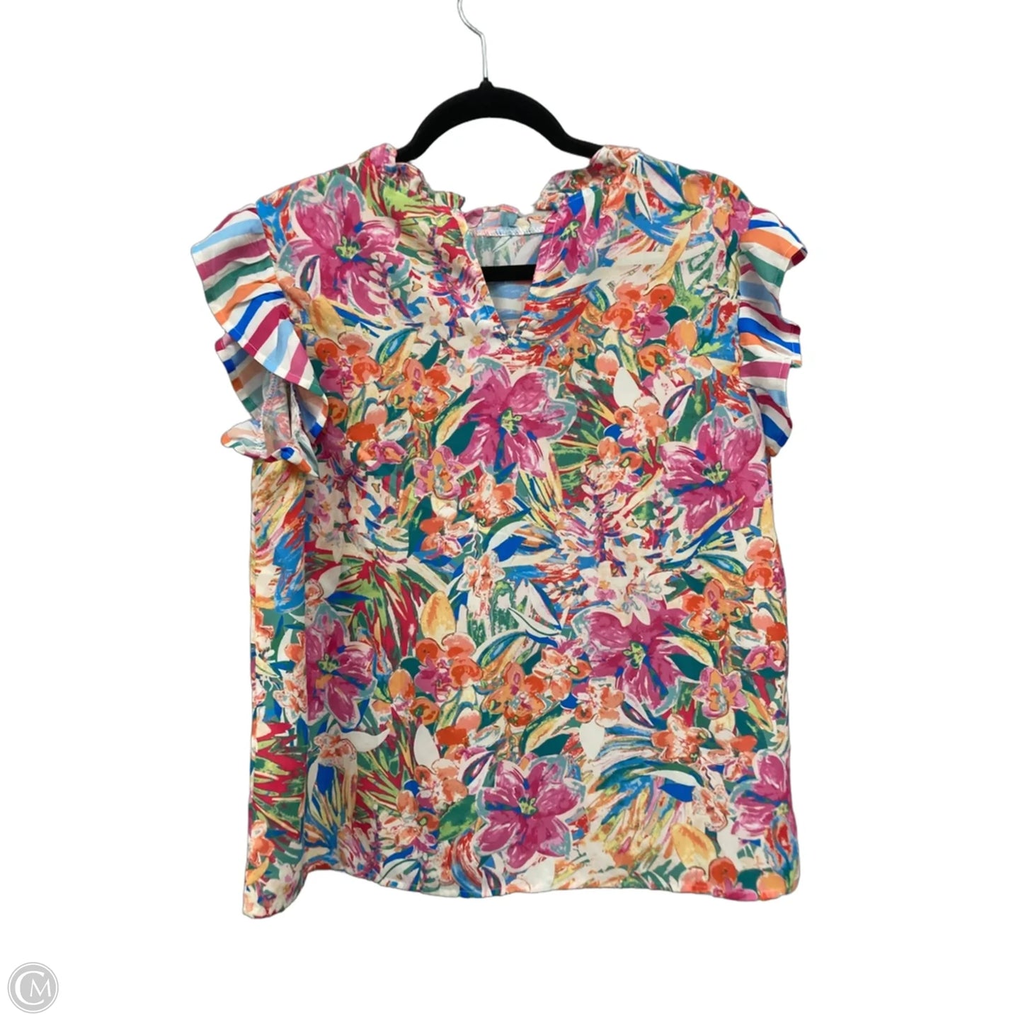 Top 3/4 Sleeve By J Mclaughlin In Green & White, Size: Xl