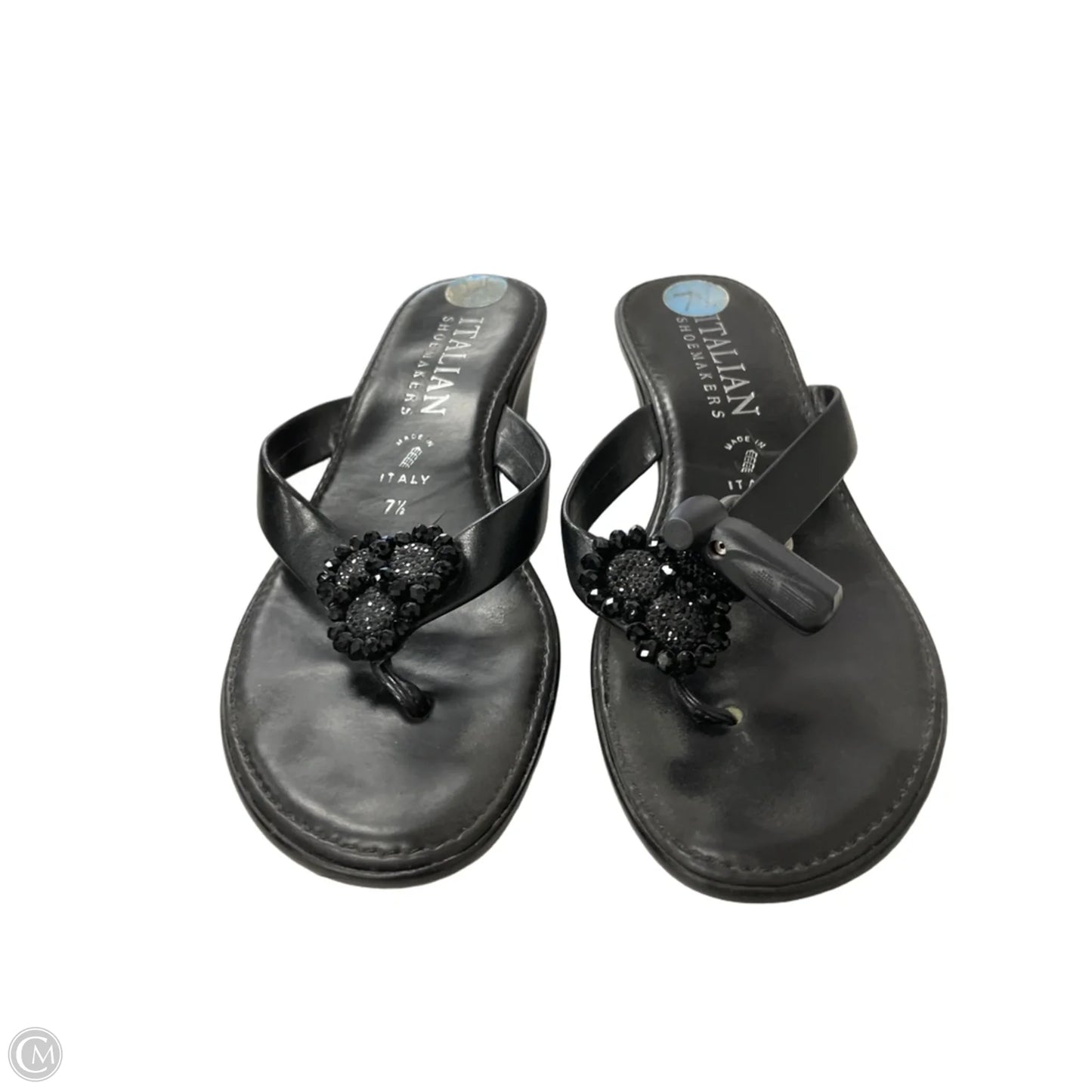 Sandals Heels Wedge By Italian Shoemakers In Black, Size: 7.5