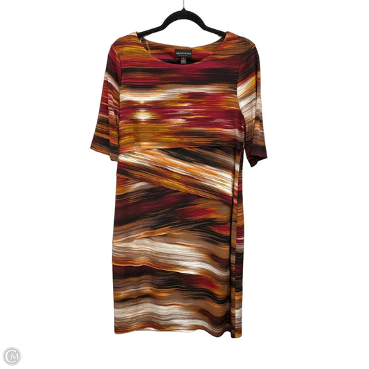 Dress Casual Midi By Connected Apparel In Brown & Cream, Size: 12