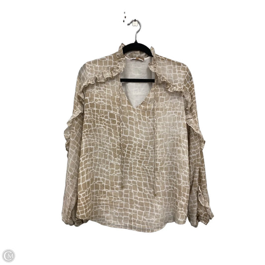 Blouse Long Sleeve By Calvin Klein In Animal Print, Size: L