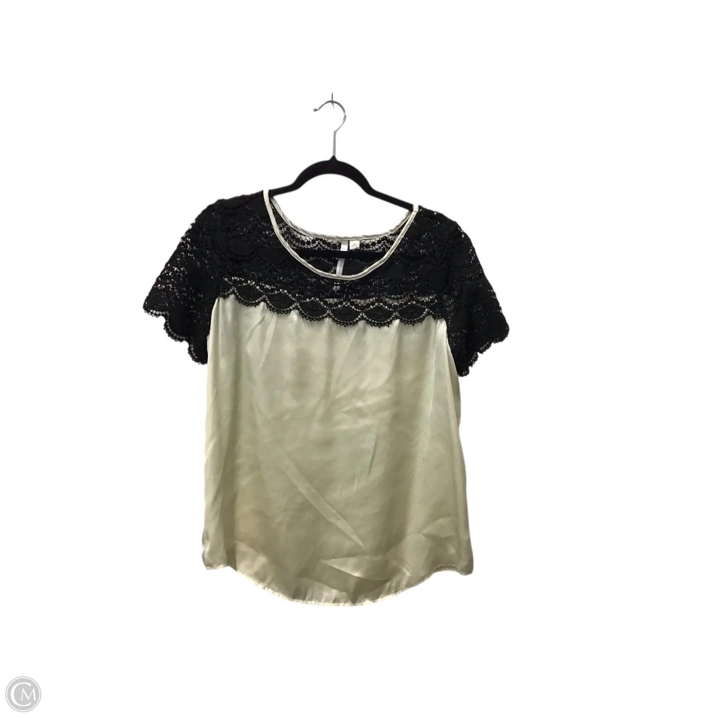 Blouse Short Sleeve By Clothes Mentor In Black & Cream, Size: Xl