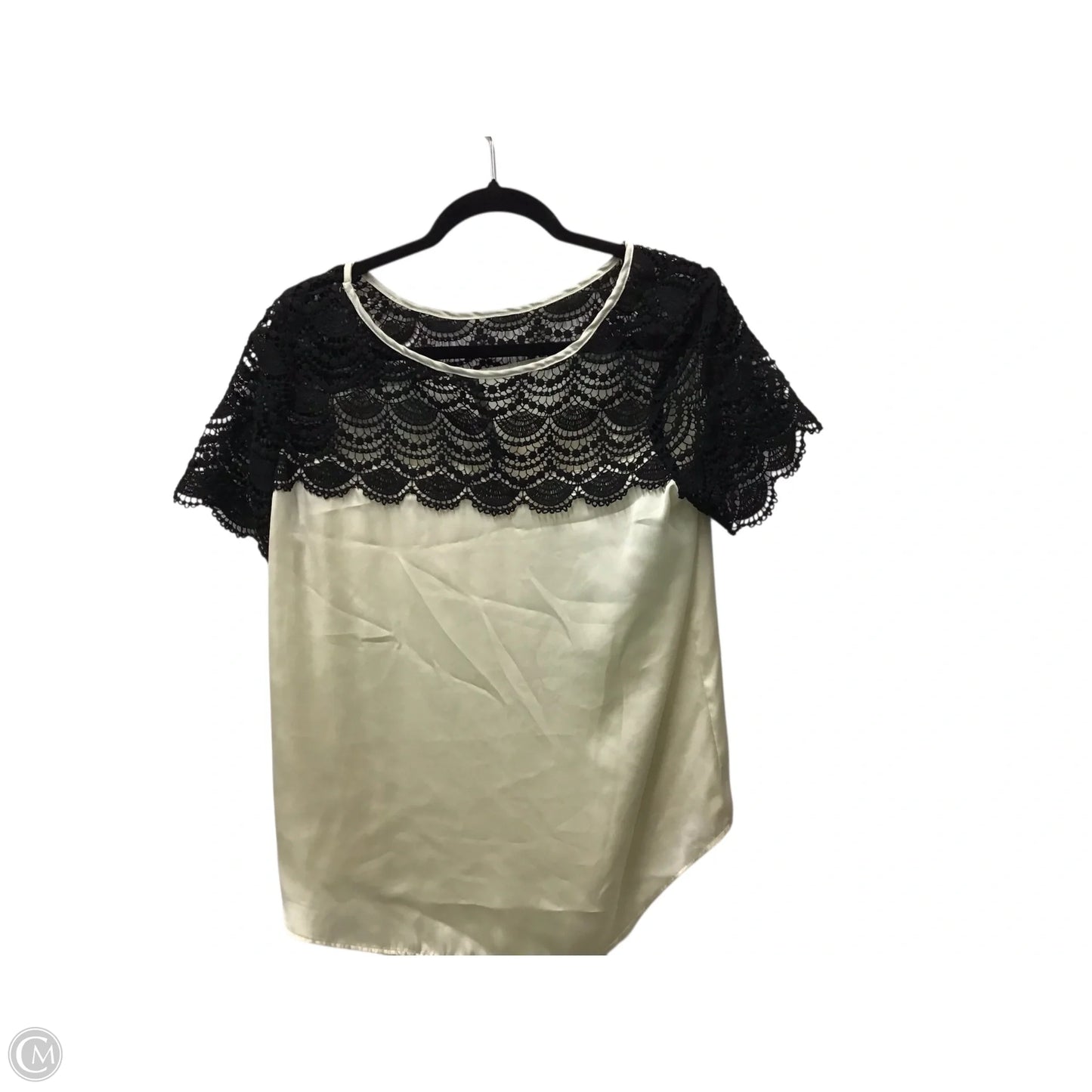 Blouse Short Sleeve By Clothes Mentor In Black & Cream, Size: Xl