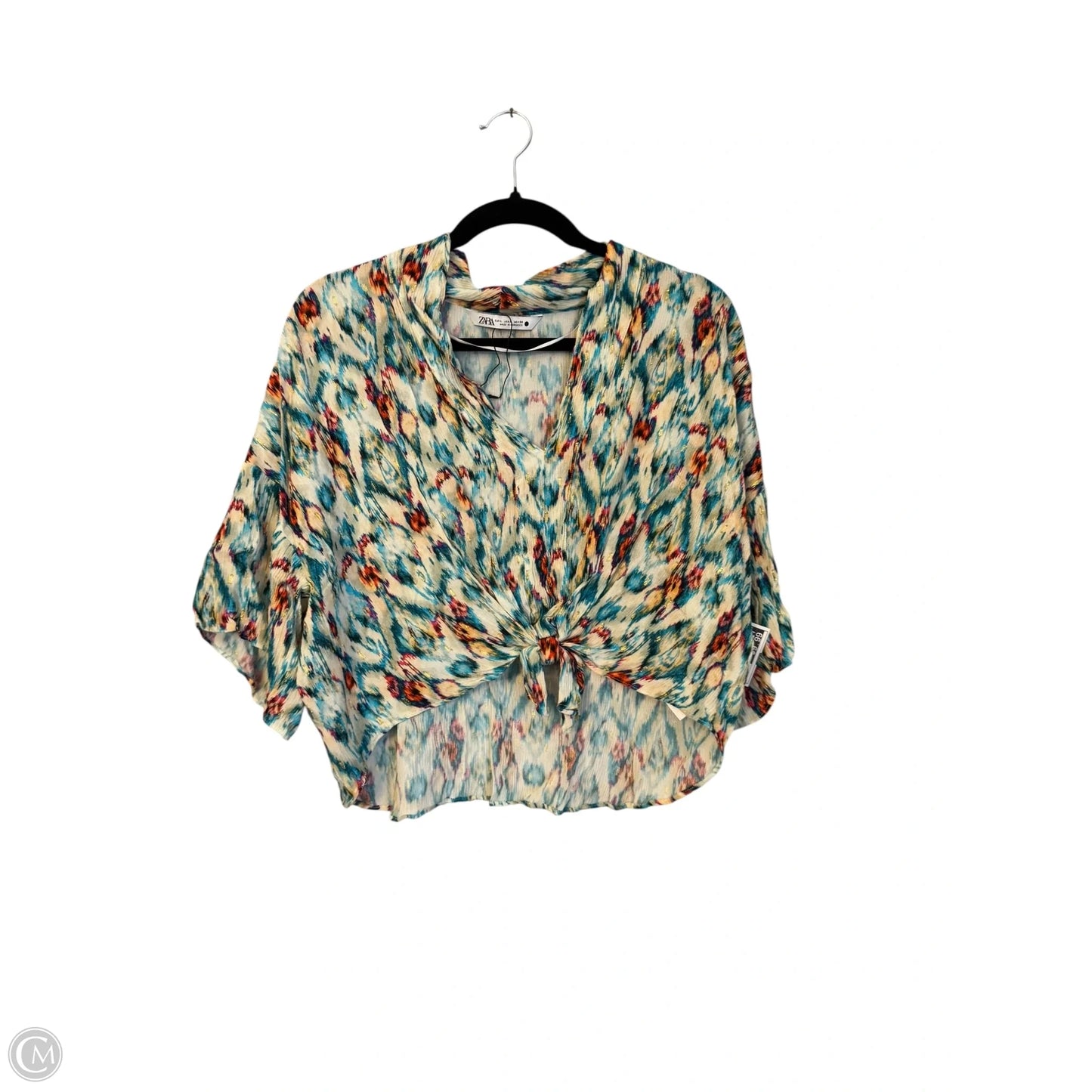 Top Short Sleeve By Zara In Multi-colored, Size: L