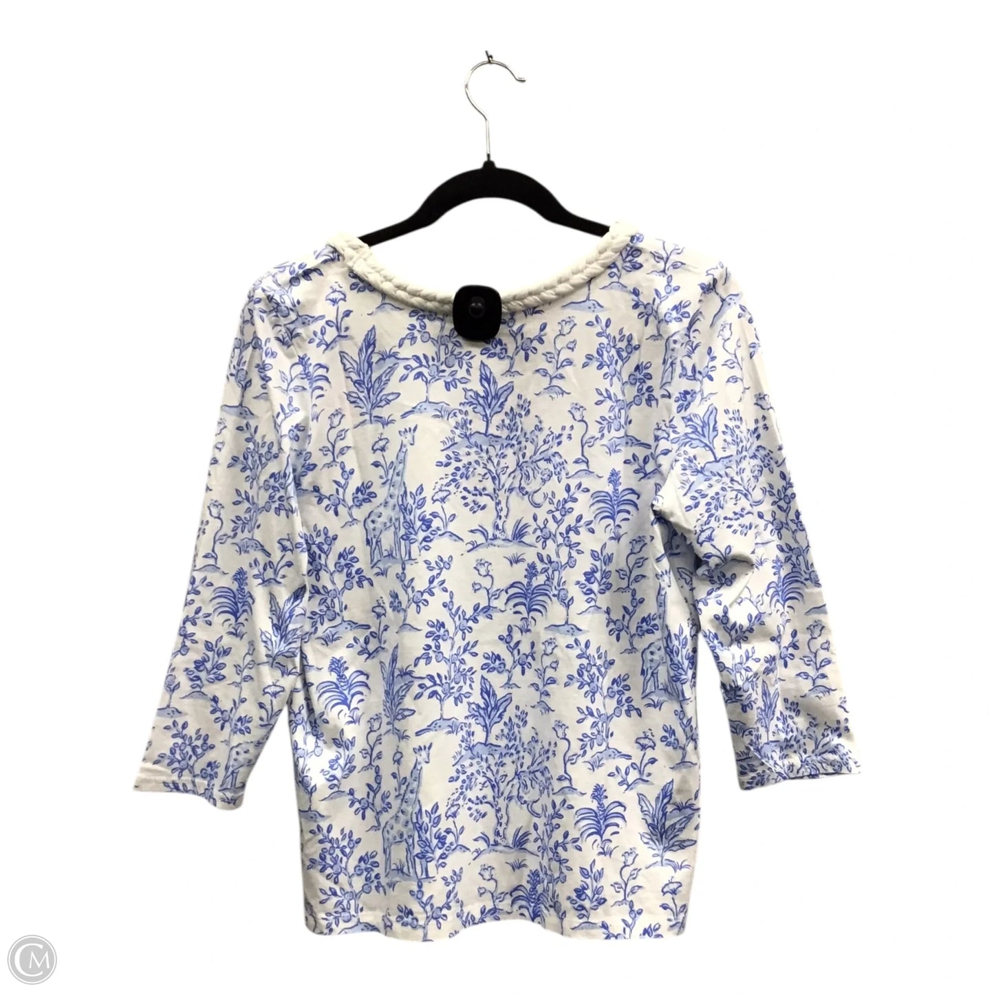 Top 3/4 Sleeve Designer By Lilly Pulitzer In Blue & Yellow, Size: M