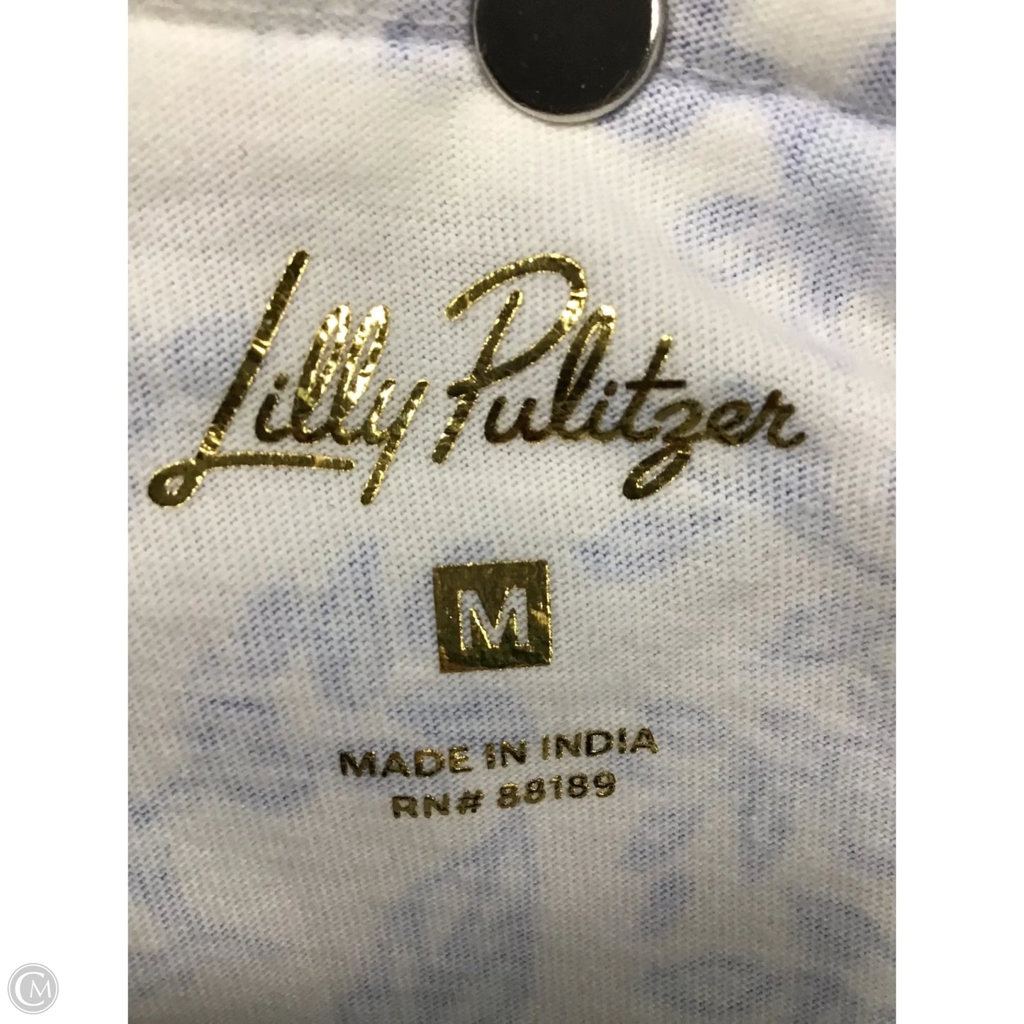 Top 3/4 Sleeve Designer By Lilly Pulitzer In Blue & Yellow, Size: M