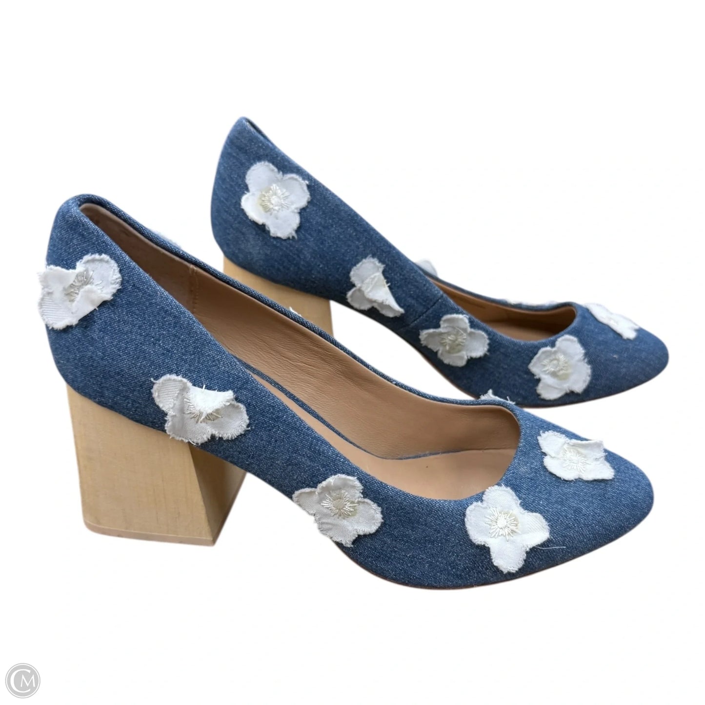 Shoes Heels Block By Anthropologie In Blue Denim, Size: 9