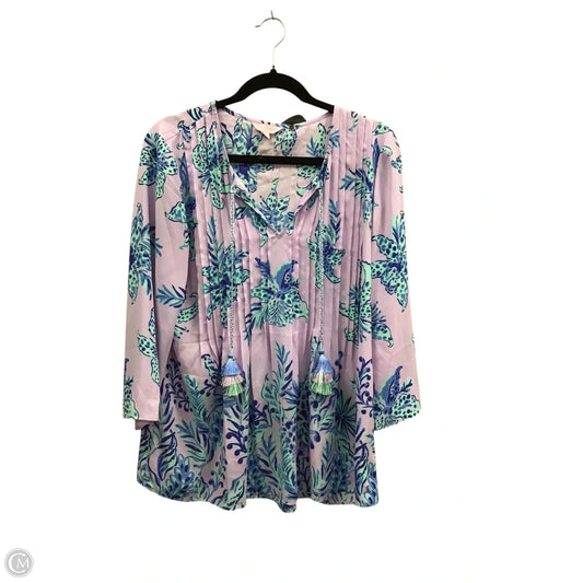 Blouse Designer By Lilly Pulitzer In Blue & Purple, Size: M