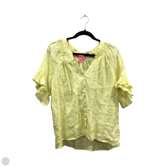 Top Short Sleeve Designer By Lilly Pulitzer In Yellow, Size: M