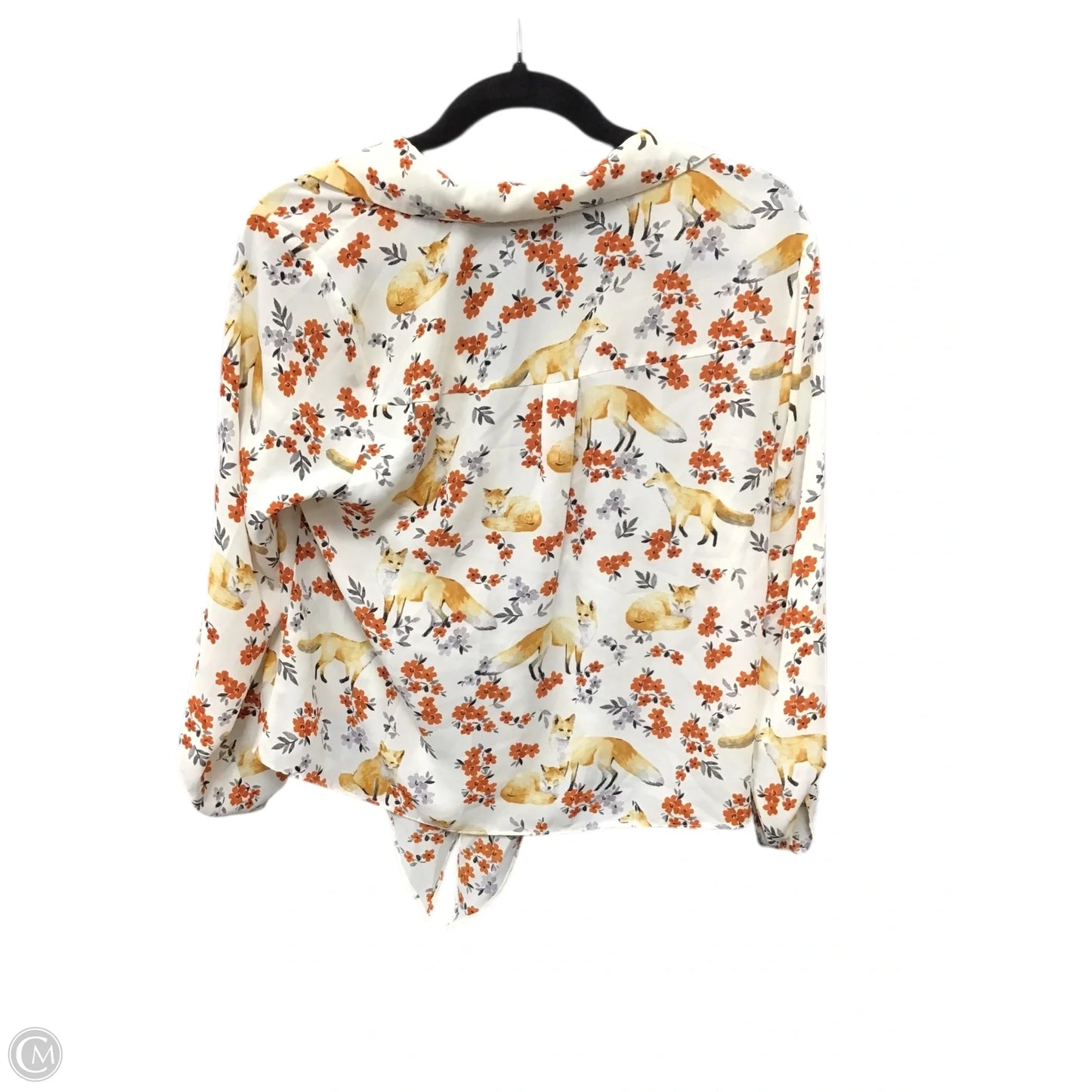 Blouse 3/4 Sleeve By Lily White In Cream & Orange, Size: L