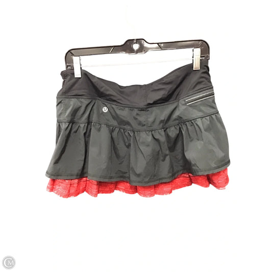 Athletic Skort By Lululemon In Black & Red, Size: 8