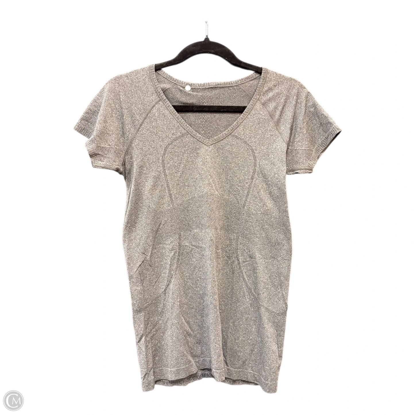 Athletic Top Short Sleeve By Lululemon In Grey, Size: 8