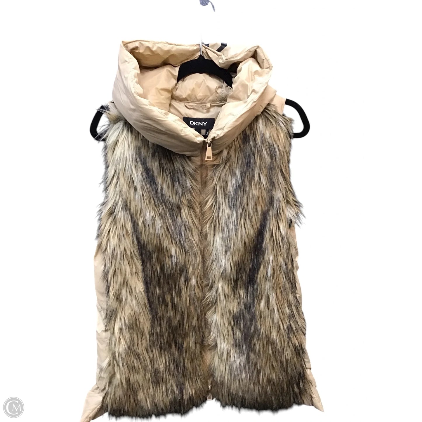 Vest Faux Fur & Sherpa By Dkny In Tan, Size: M