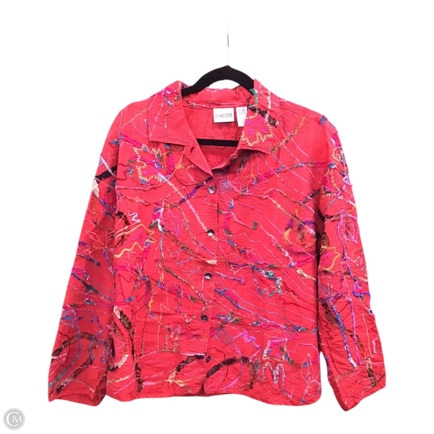 Top 3/4 Sleeve By Chicos In Red, Size: Xl