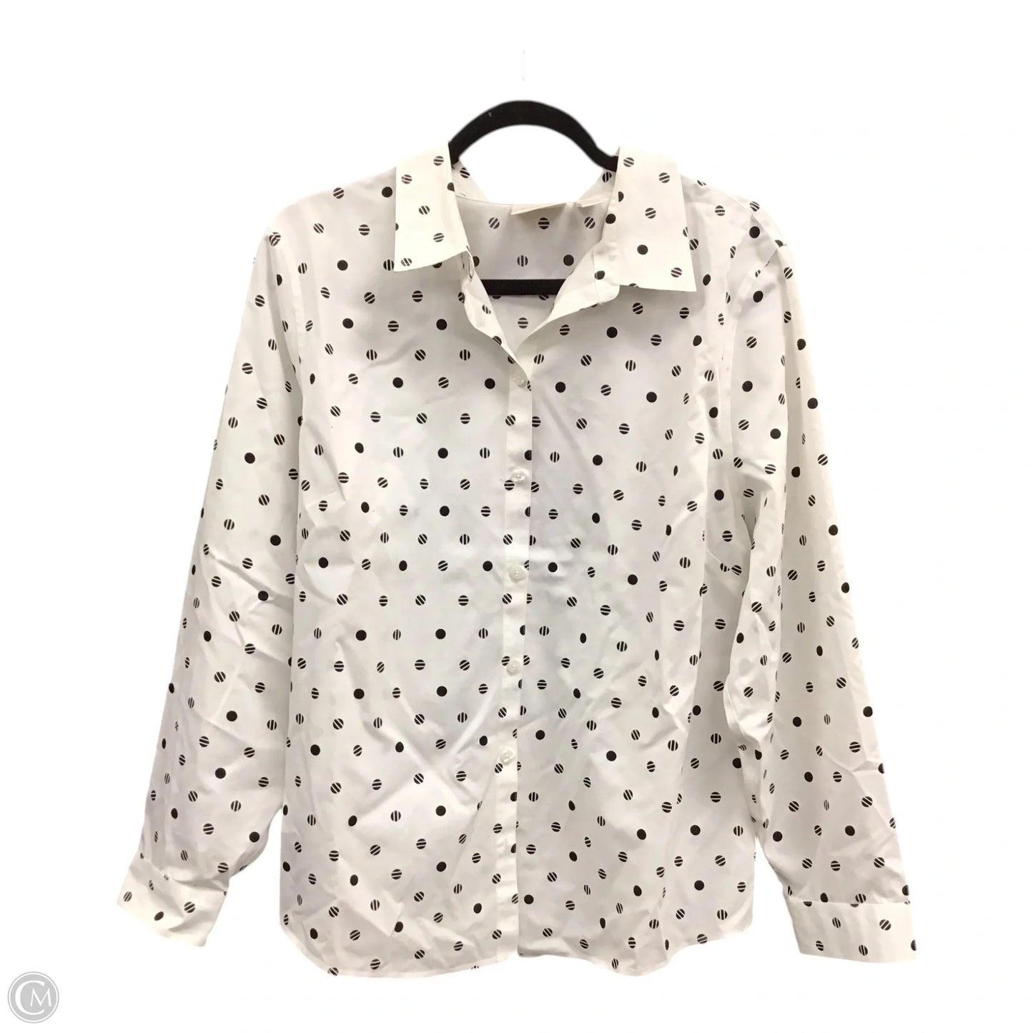Top Long Sleeve By Chicos In Black & White, Size: Xl
