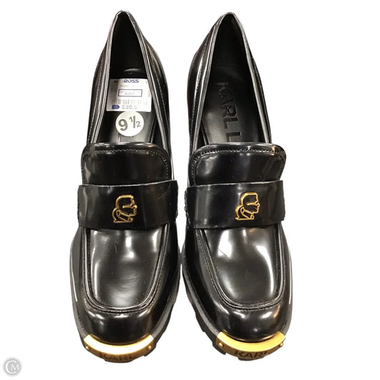 Shoes Designer By Karl Lagerfeld In Black & Gold, Size: 9.5