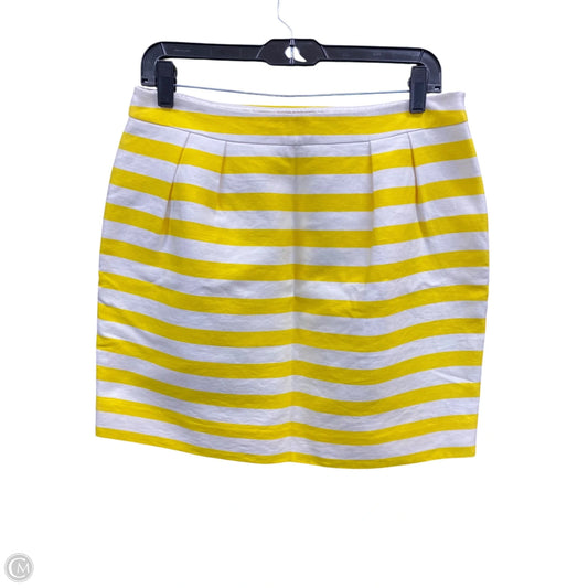 Skirt Designer By Kate Spade In White & Yellow, Size: 10