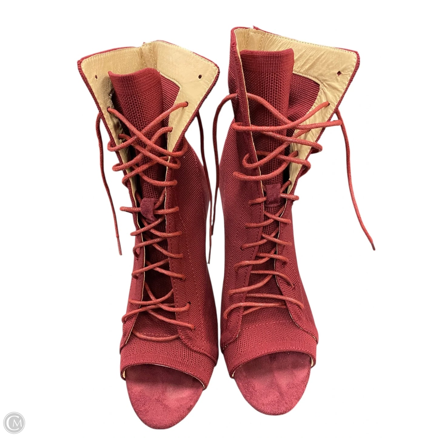 Boots Ankle Heels By Clothes Mentor In Red, Size: 8.5