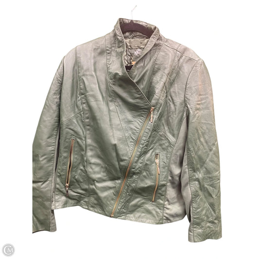 Jacket Moto Leather By Iman Hsn In Green, Size: Xl