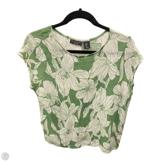 Top Short Sleeve By Tahari In Green & White, Size: M