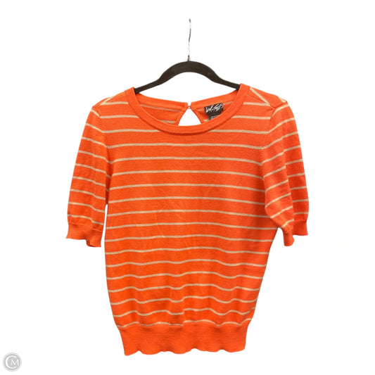 Sweater Short Sleeve By Lord And Taylor In Orange & Tan, Size: L