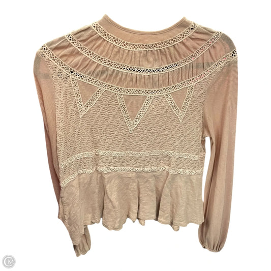 Top Long Sleeve By Free People In Peach, Size: S