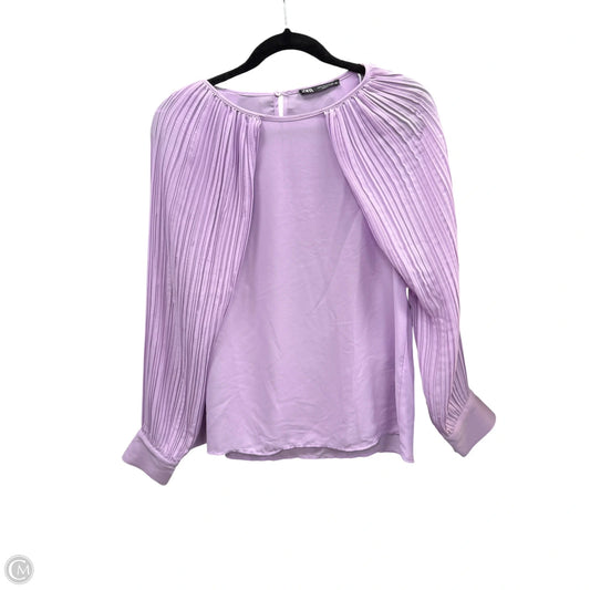 Blouse Long Sleeve By Zara In Purple, Size: S