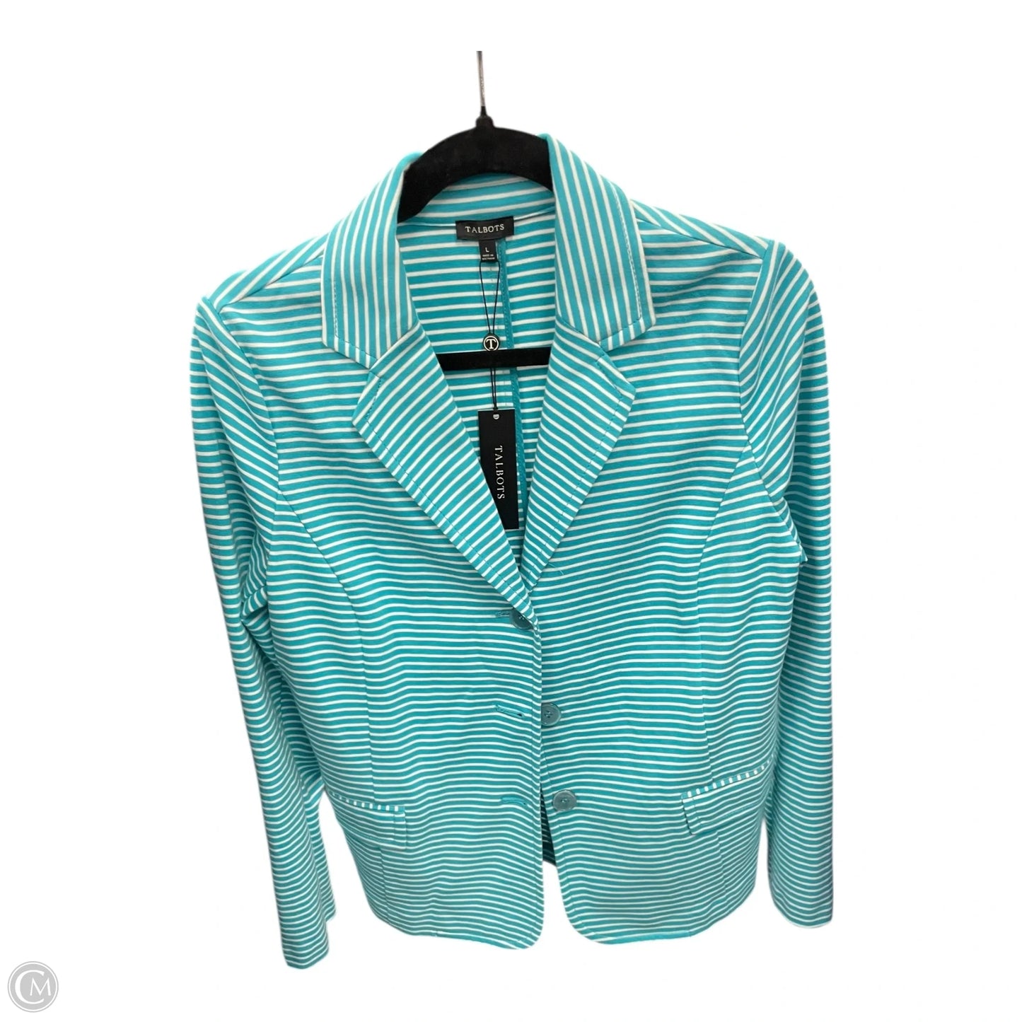 Blazer By Talbots In Striped Pattern, Size: L