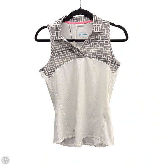 Athletic Tank Top By Adidas In Grey & White, Size: S