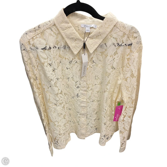Blouse Long Sleeve By Chicos In Cream, Size: Xl