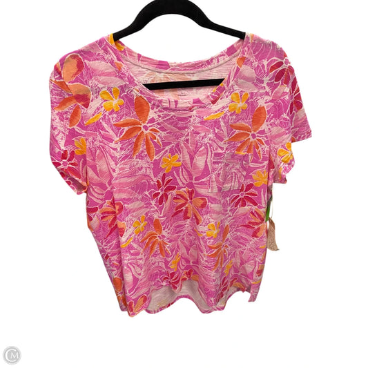 Top Short Sleeve By Habitat In Pink, Size: L