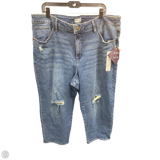 Jeans Straight By Ava & Viv In Blue Denim, Size: 3x