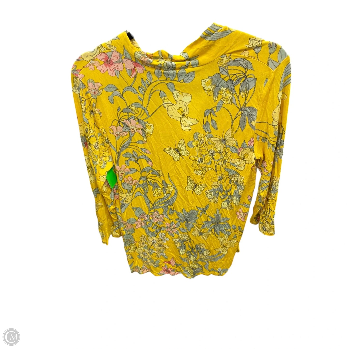Top 3/4 Sleeve By Cable And Gauge In Yellow, Size: L