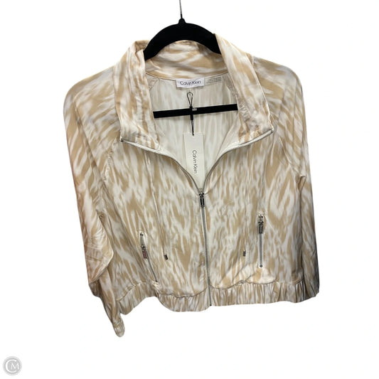 Athletic Jacket By Calvin Klein In Tan, Size: L