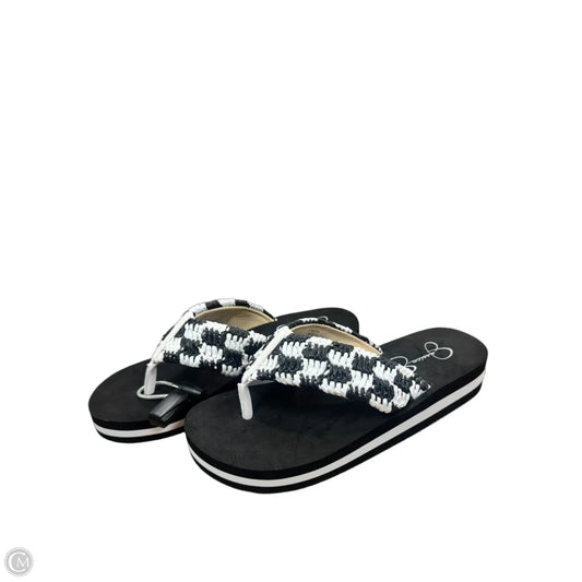 Sandals Flip Flops By Jessica Simpson In Black & White, Size: 7