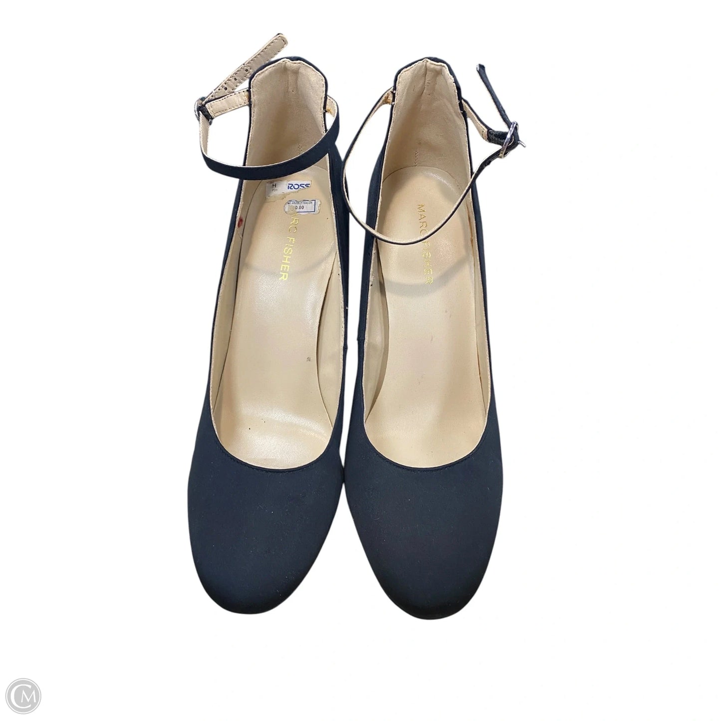 Shoes Heels Block By Marc Fisher In Black & Silver, Size: 10