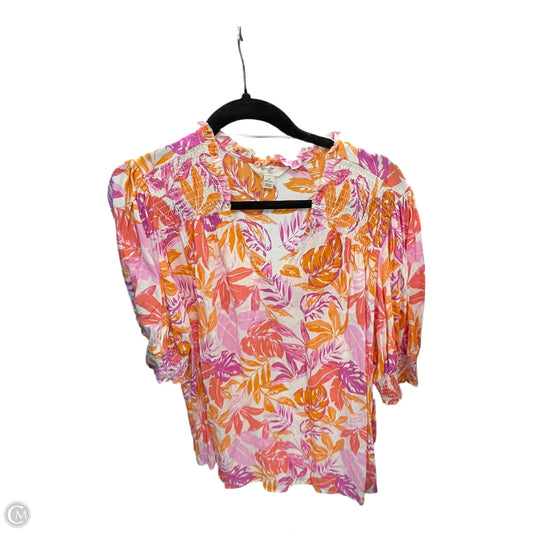 Blouse Short Sleeve By Terra & Sky In Tropical Print, Size: 1x