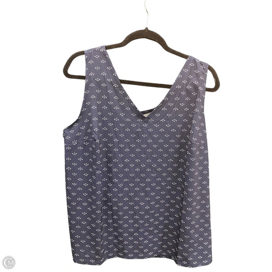 Top Sleeveless By Eddie Bauer In Blue & White, Size: L