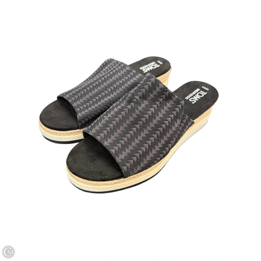 Sandals Heels Wedge By Toms In Black & Cream, Size: 9