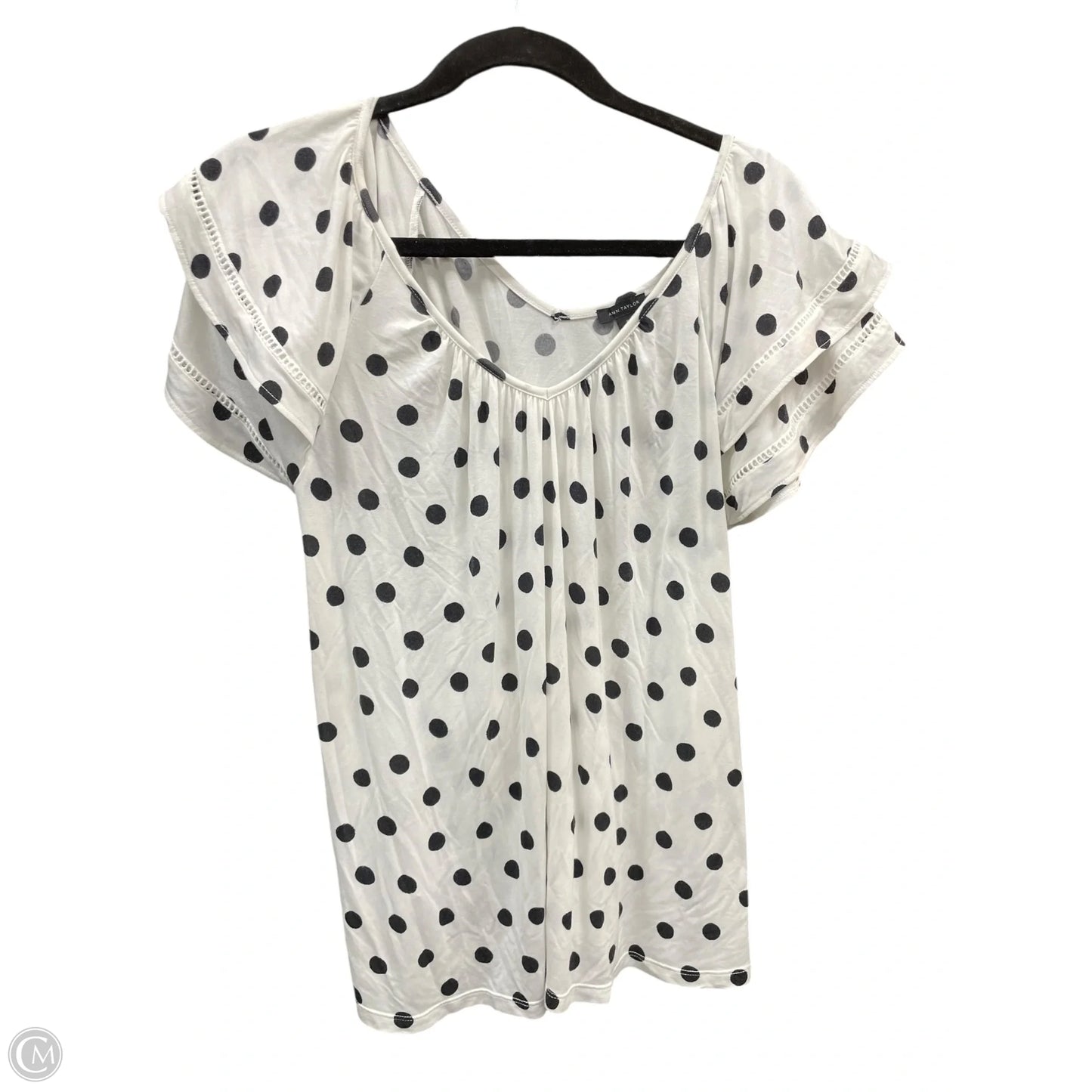 Top Short Sleeve By Ann Taylor In Polkadot Pattern, Size: M