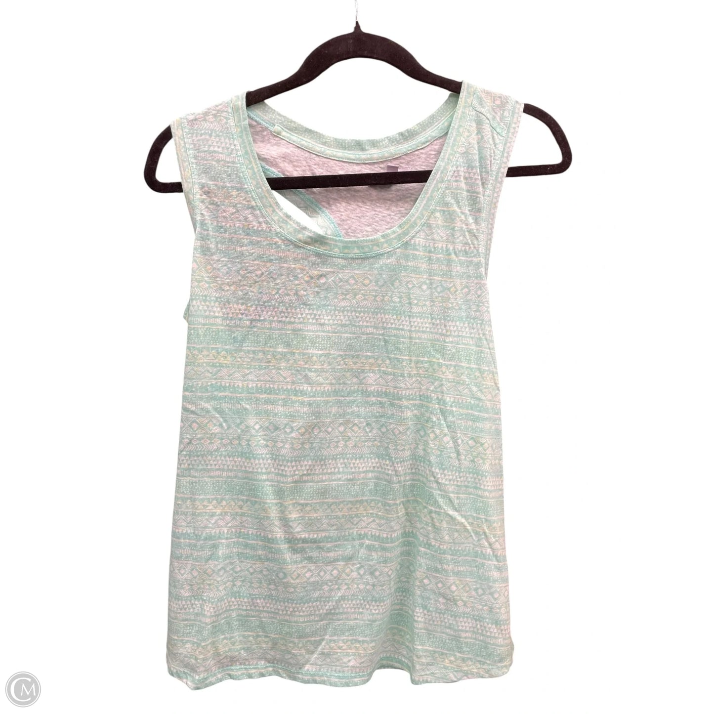 Tank Top By Clothes Mentor In Green & White, Size: L