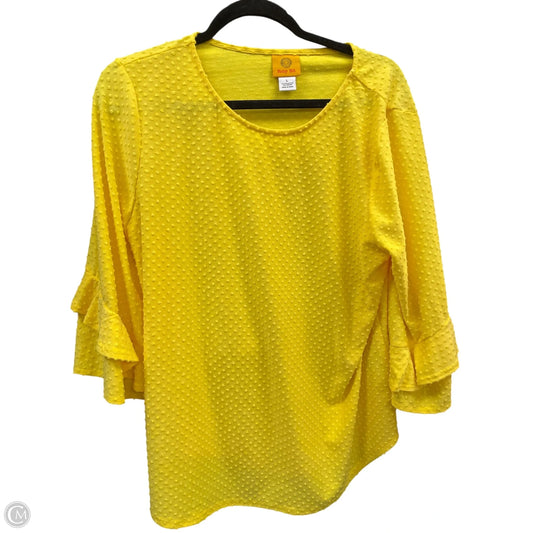Top 3/4 Sleeve By Ruby Rd In Yellow, Size: L