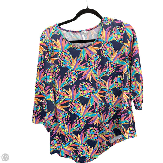 Top 3/4 Sleeve By Lulu B In Tropical Print, Size: L