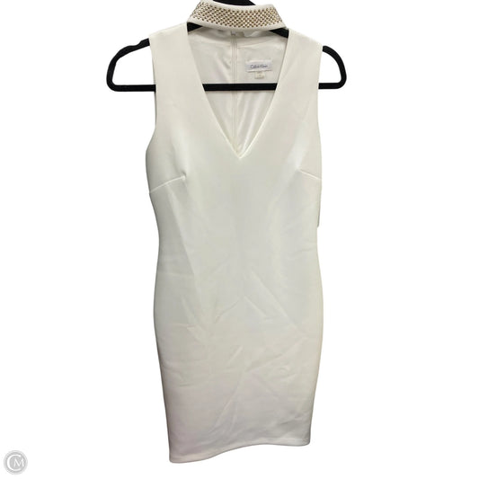 Dress Party Midi By Calvin Klein In Gold & White, Size: 4