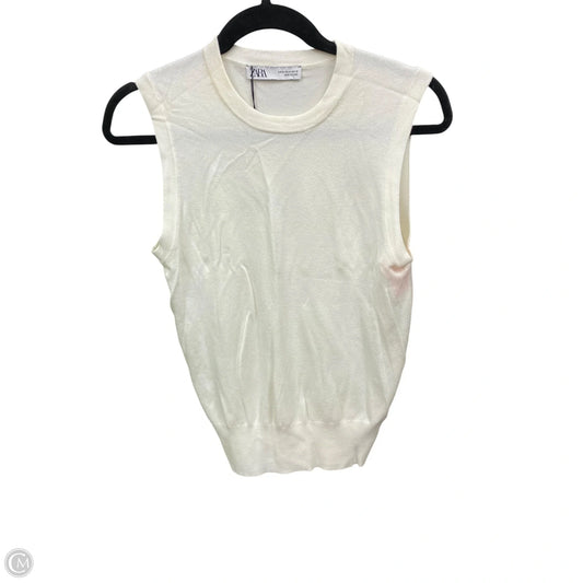 Top Sleeveless By Zara In Cream, Size: M