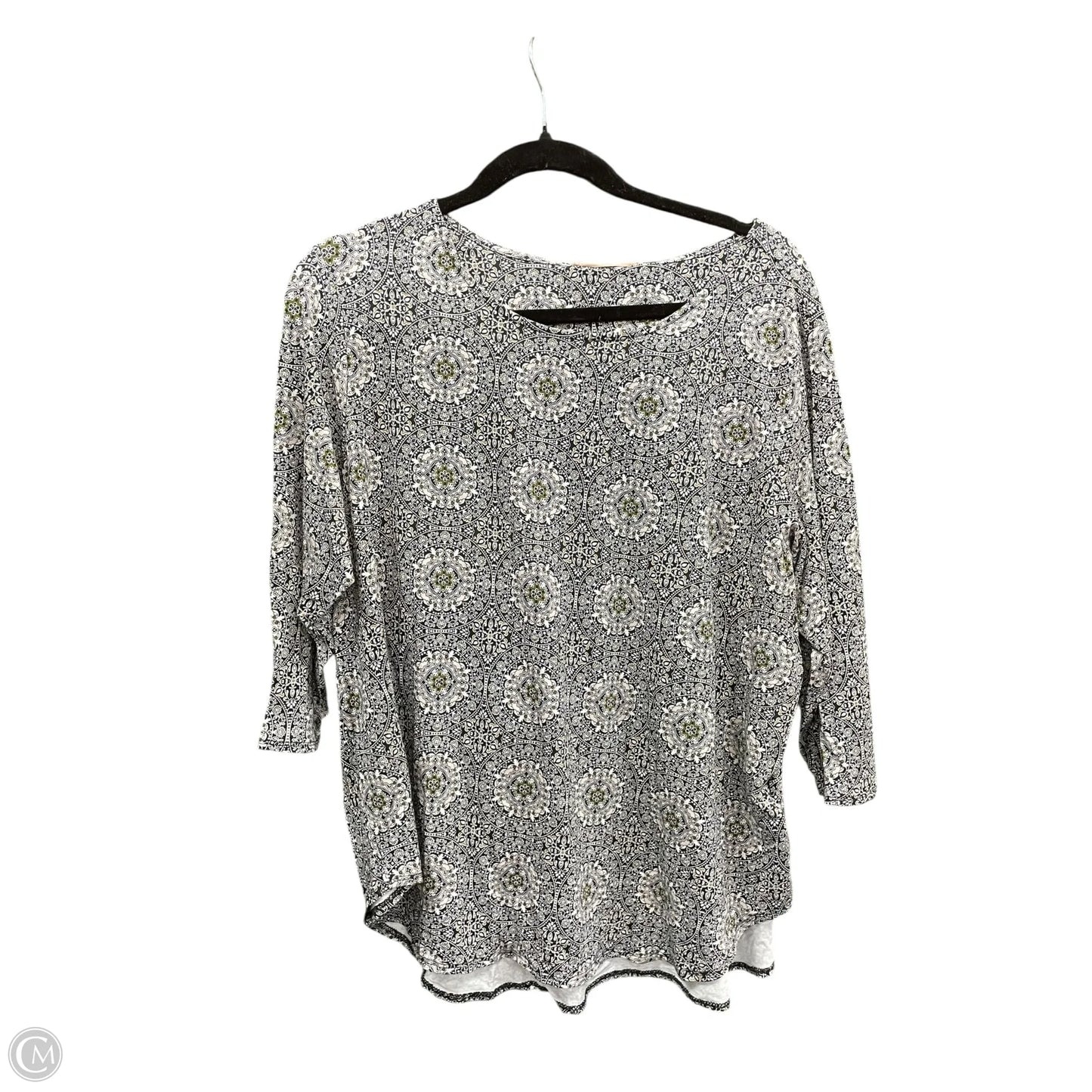 Top 3/4 Sleeve By Philosophy In Black & White, Size: 2x