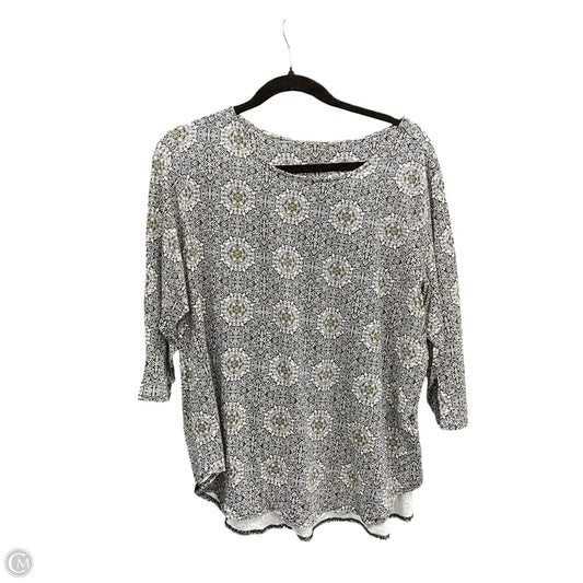 Top 3/4 Sleeve By Philosophy In Black & White, Size: 2x