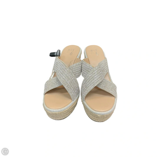 Sandals Heels Wedge By Mix No 6 In Silver, Size: 10