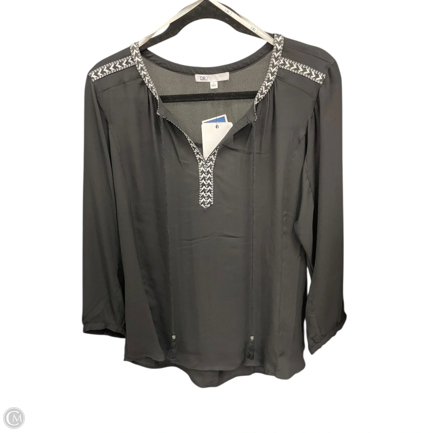 Top 3/4 Sleeve By Dr2 In Black & White, Size: L