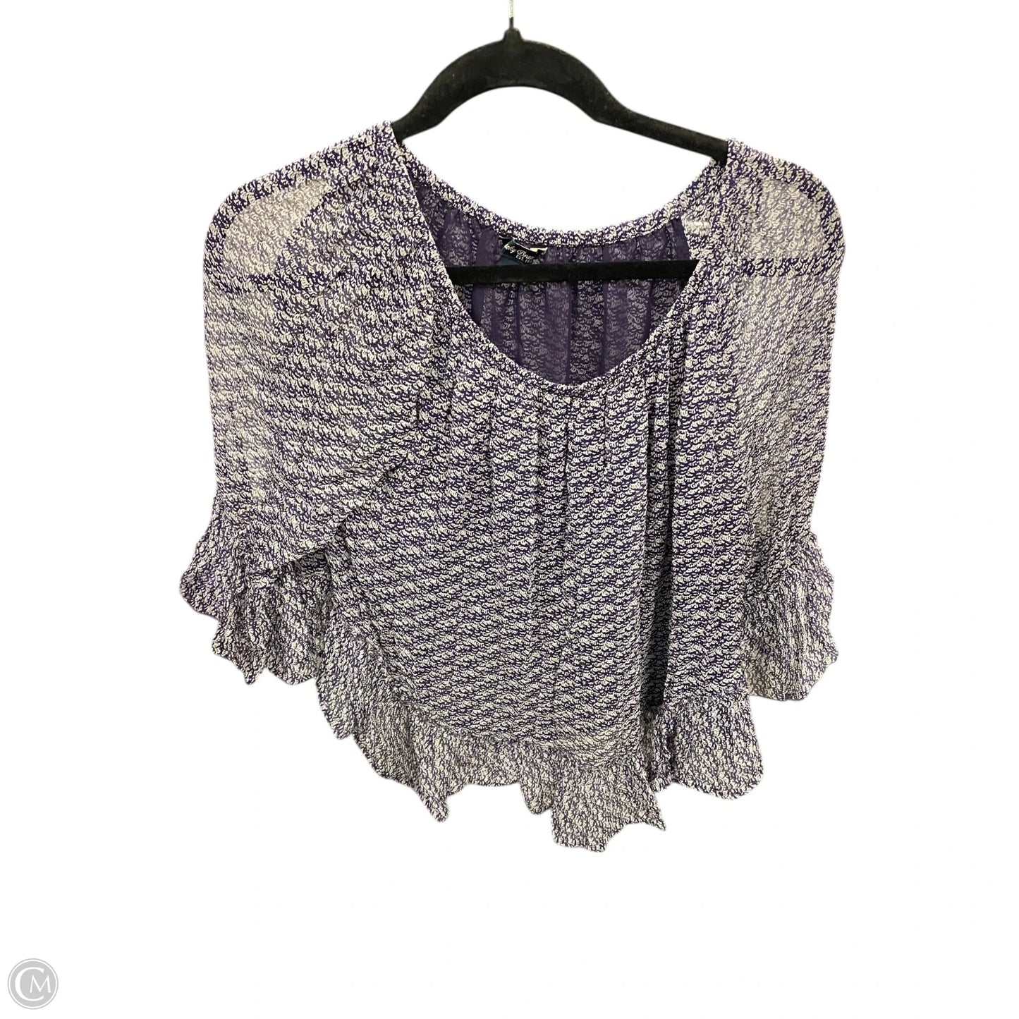 Top 3/4 Sleeve By Lucky Brand In Blue & White, Size: S