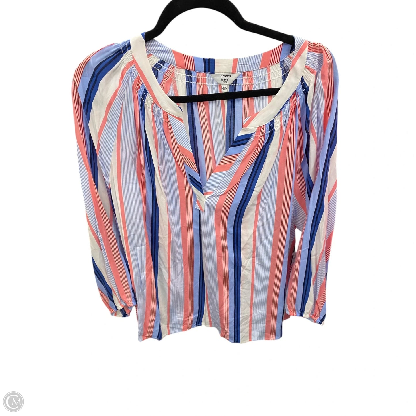 Top Long Sleeve By Crown And Ivy In Striped Pattern, Size: 2x